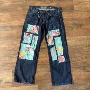 Old Navy Premium low rise loose fit patchwork denim jeans